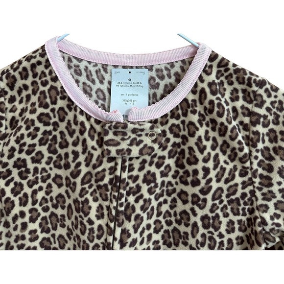 NWT, Carter One Piece Fleece Animal Print Girls Sz 4T w/Kitty Cat Feet - Picture 5 of 13